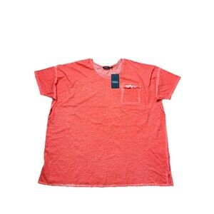 Ulla Popken Round Neck Orange Dolman Sleeve Cotton Top Plus Sz 28/30W